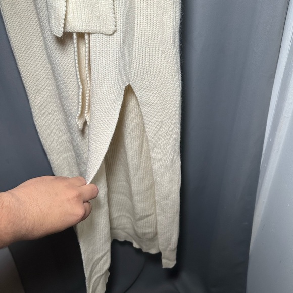 JLUXLABEL Ivory Ribbed Knit Side Slit Maxi  Sweater Dress Size M - Picture 3 of 15